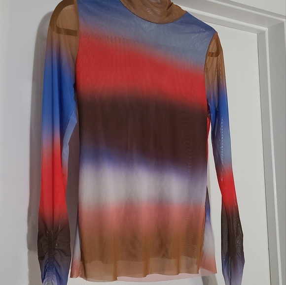 High neck mesh colorful top - Picture 5 of 6